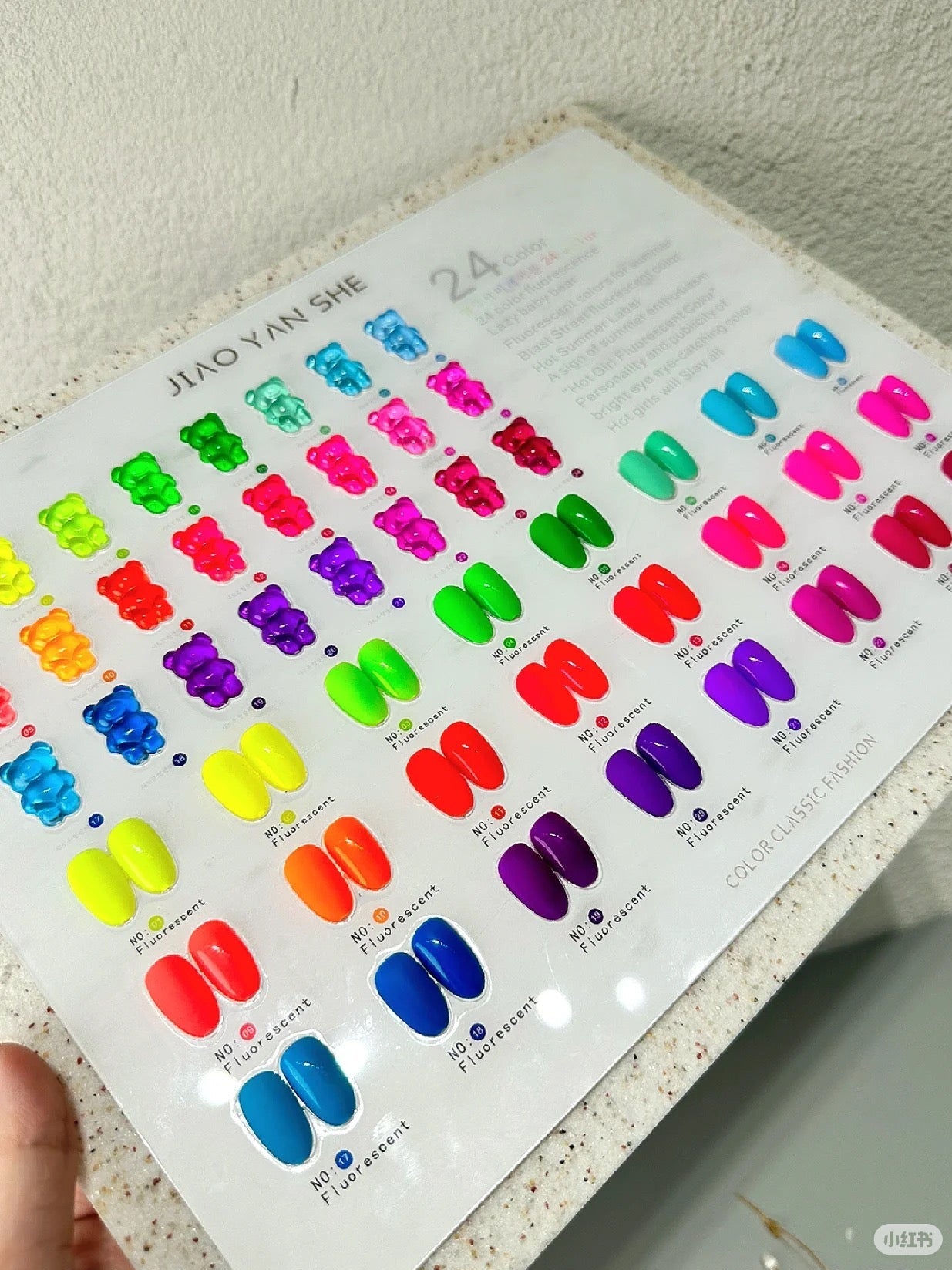 ๐ JIAOYANSHE 24 Colors Multicolor Fluorescence Style Korean