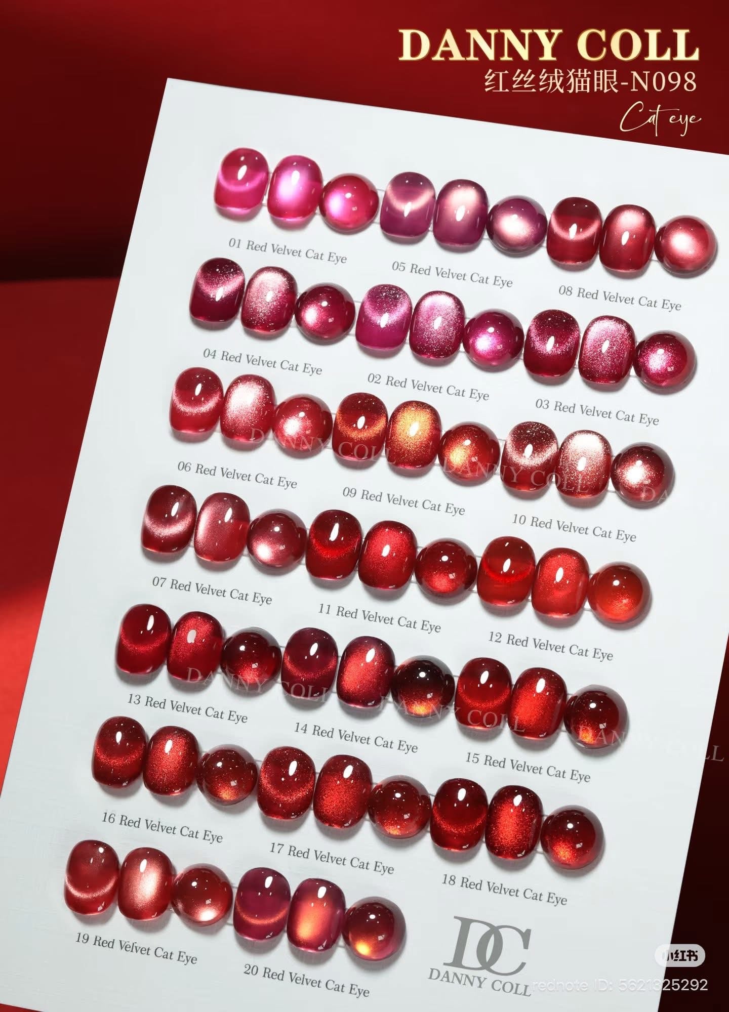 DANNY COLL Red Velvet Cat Eye - 20 Colors Collection